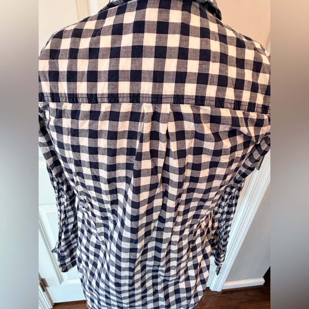 J.Crew Boy Fit Gingham Button Down Shirt XS Navy White Cotton - Picture 5 of 10